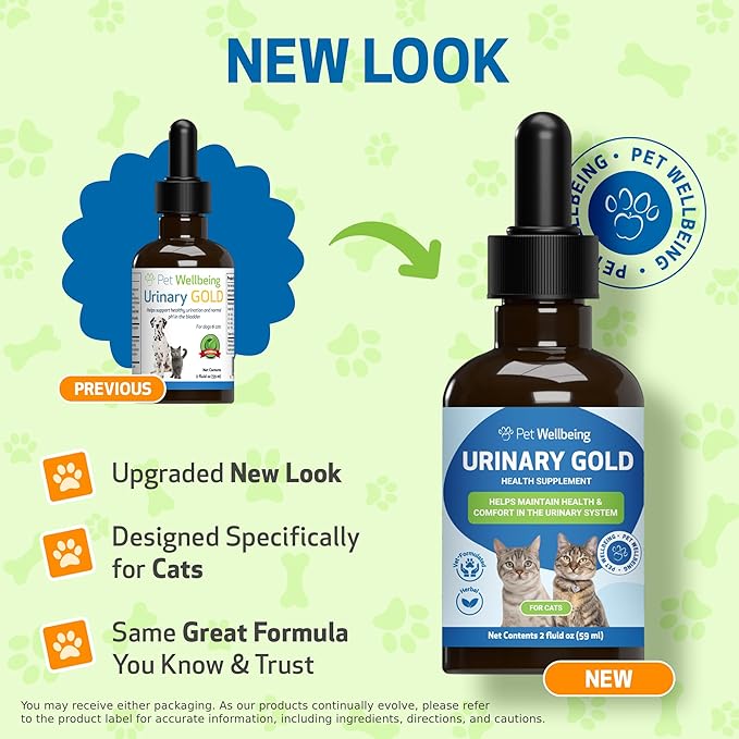 Pet Wellbeing Urinary Gold for Cats - Vet-Formulated Multi-Herb Urinary Tract Support - Feline Bladder Health & Urinary System Wellness - Holistic Cat Supplement - Liquid Formula 2 oz (59ml)
