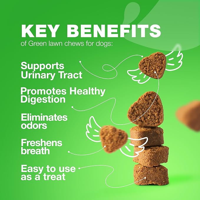 Grass Burn Spot Chews for Dogs - Urine Neutralizer for Lawn - Pee Lawn Spot Saver Caused by Urine - Probiotics, Enzymes & Multivitamins - Grass Saver Soft Treats for Canine Digestive and UTI Support