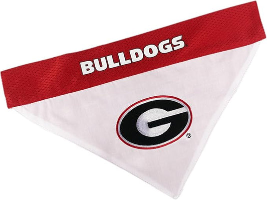 Pets First Collegiate Pet Accessories, Reversible Bandana, Georgia Bulldogs, Large/X-Large,Red/White