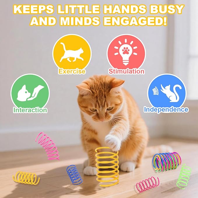 2-Pack Interactive Cat Toys Ball for Indoor Cats＆Dog,Automatic Cat Toy with Elastic Mesh Tail,Rechargeable Rolling Kitten Toy,Include 8 Cat Spiral Spring,Cat Enrichment Toys for Indoor Cats