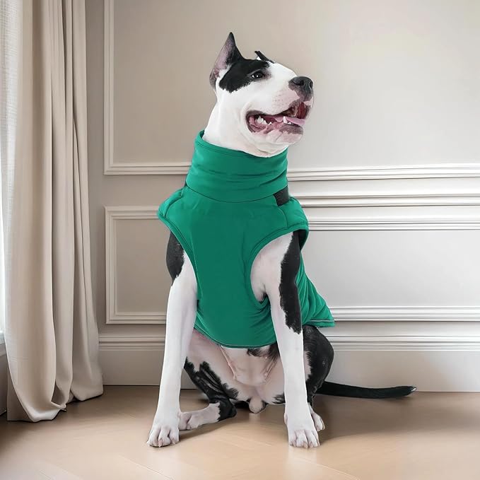 Kuoser Dog Coat, Dog Jackets for Large Dogs, Doggie Winter Coat for Cold Weather, Warm Snow Jacket Pet Apparel Clothes for Great Dane, Green XXXL