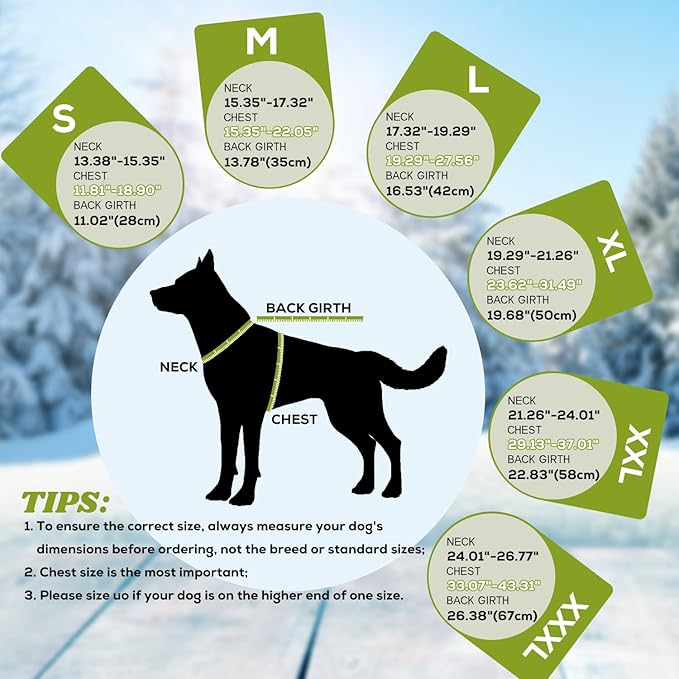 EMUST Dog Coat for Winter, Cozy Winter Jackets for Small/Medium/Large Dogs, Solid Color Dog Apparel for Cold Weather with Fleece Lining, Green, XXXL