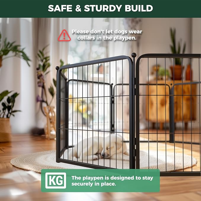 FXW Homeplus Unleashed Indoor Dog Playpen - Stress-Free and Safe Play, Heavy Duty 24 Inch 12 Panels Dog Pen for Puppy and Small Dogs, Black│Patented