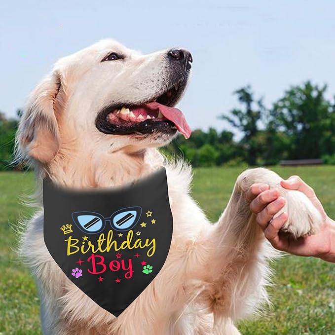 Dog Birthday Bandana, Triangle Dog Bandanas Party Supplies Bandanas Boy Girl Dogs Birthdays Gift Plaid Bibs Scarf Adjustable Accessories for Small Medium Large Puppy Pet