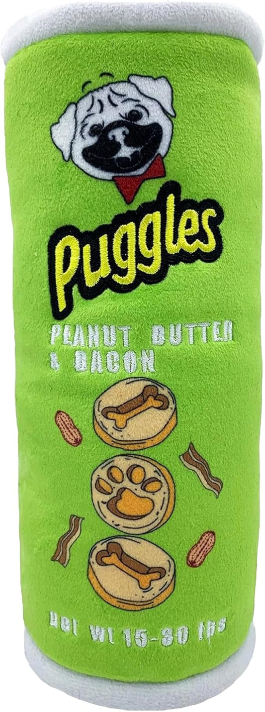 Huxley & Kent Funny Dog Toy w/Squeaker – Power Plush Squeaky Dog Toys for Small, Medium & Large Dogs – Soft Stuffed Animal for Indoor Play & Fetch - Puggles Can, Small