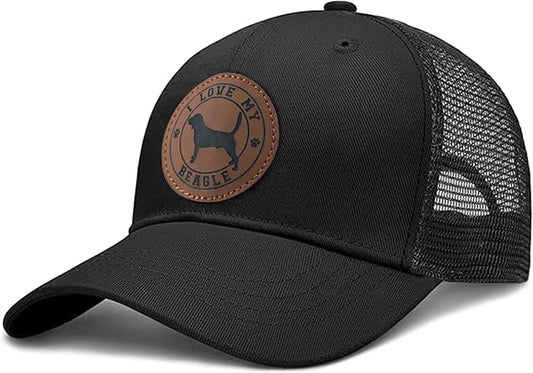 Dog Leather Patch Trucker Hat Gift - Adjustable Baseball Caps Dog Mesh Snapback Cap, Plastics Snapback Trucker Hats