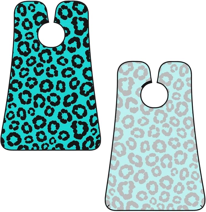 Beard Trimming Hair Catcher, Cheetah Blue and Black Leopard Print Shave Bib, Non-Stick Bib Apron Waterproof, Shaving Tool for Men for Husband Father’s Day
