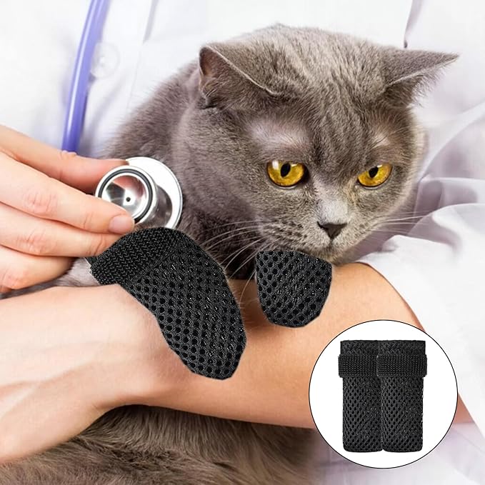 4 Pack Breathable Cat Shoes to Prevent Scratcning, Adjustable Only Cats Booties Mittens Socks (Black, S)