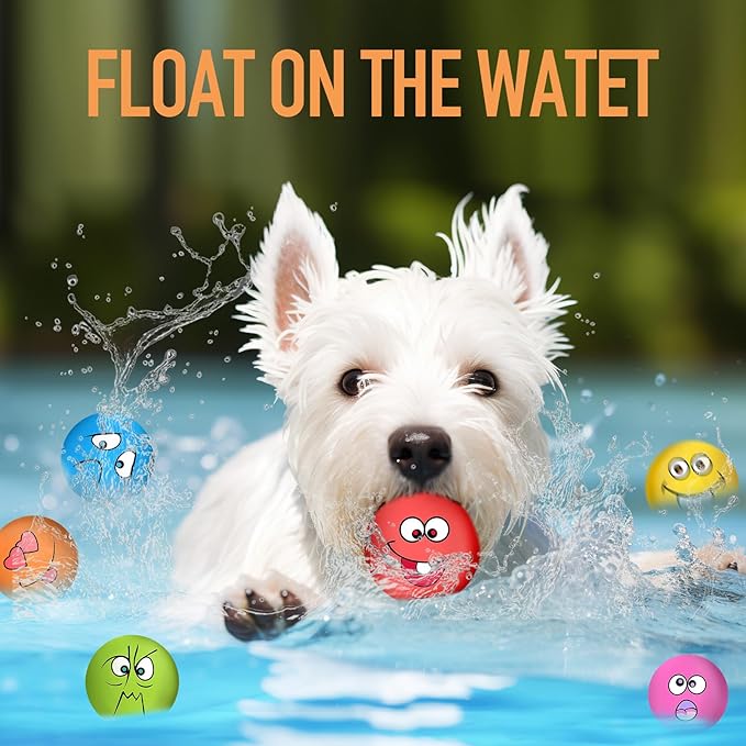 Squeaky Dog Toys Funny Face Chewing Latex Rubber Soft Fetch Play Interactive Dog Squeaky Balls for Puppy Small Medium Pet Dog (12PCS)