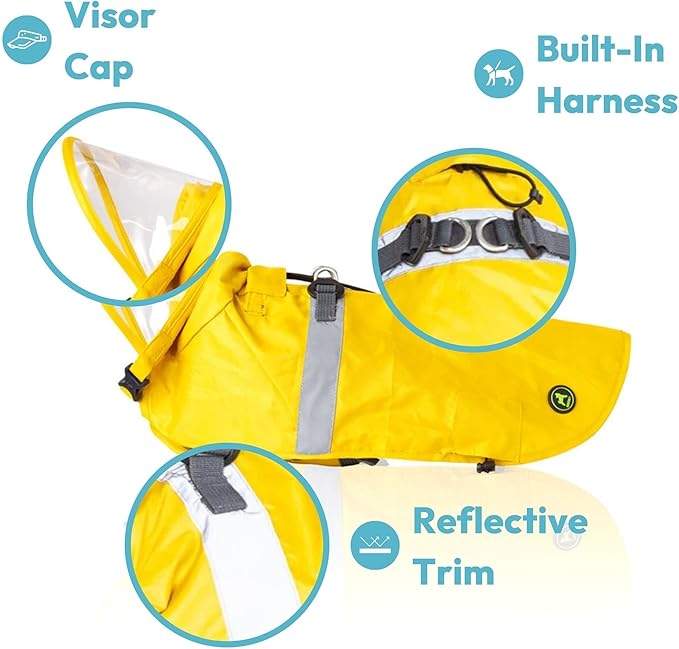 Gooby Dog Raincoat V2 - Waterproof Rain Poncho with Dual D-Rings - Step-in Rain Jacket for Small and Medium Dogs