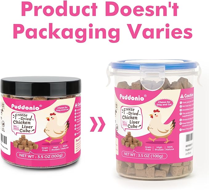 Freeze Dried Cats & Dogs Raw Treats, All Natural Single Ingredient Chicken Liver, High Protein Healthy Pet Training Treats or Food Topper, 3.5 oz