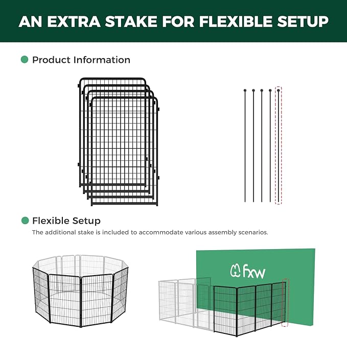 FXW Homeplus Unleashed Indoor Dog Playpen - Stress-Free and Safe Play, Heavy Duty 45 Inch 4 Panels Dog Pen for Large Dogs, Black│Patented