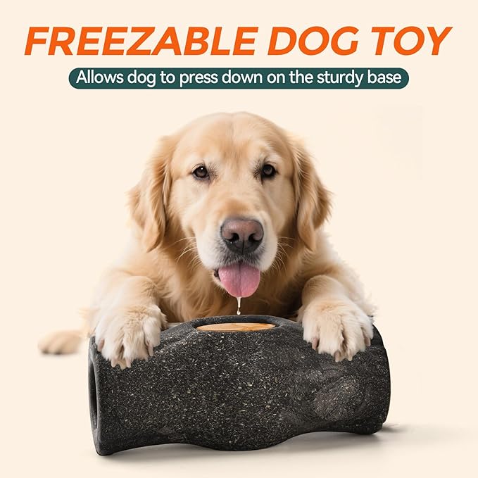 AUSCAT Indestructible Dog Frozen Treat Toy, Dog Enrichment Toys for Aggressive Chewers, Durable Toy to Keep Busy, Stump Shape