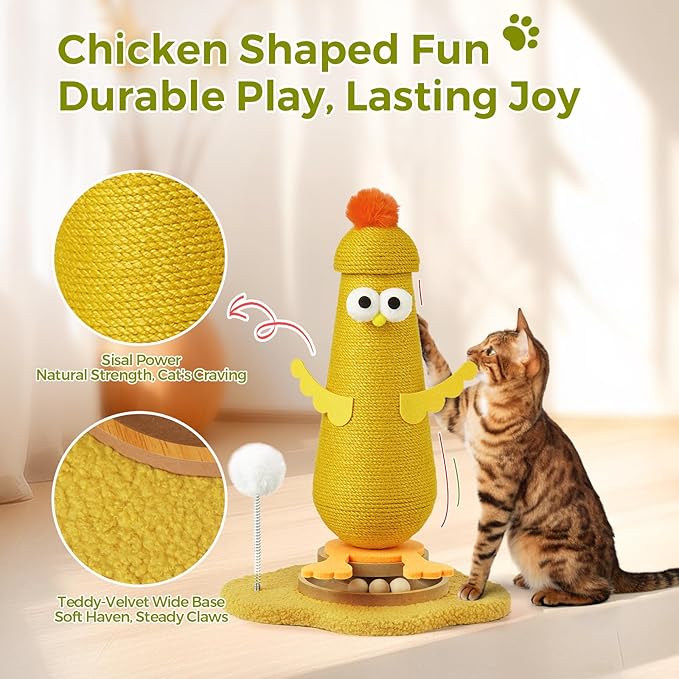 Cat Scratching Post for Indoor Cats,Cat Toys Scratcher Sisal Scratch Posts for Kittens with Interactive Track Ball Spring Ball Toy