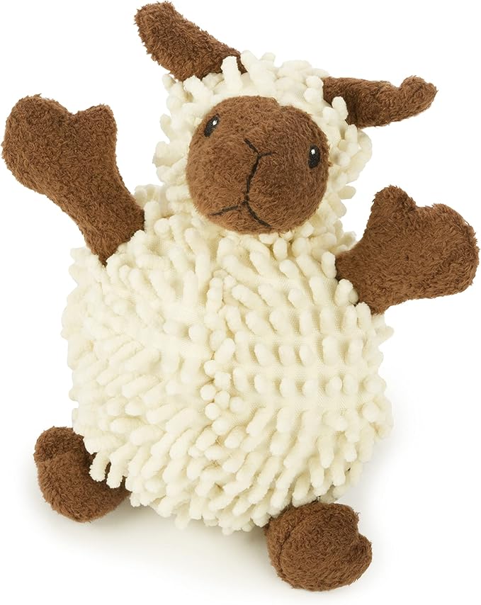 goDog Fuzzy Wuzzy Lamb Squeaky Plush Dog Toy, Chew Guard Technology - Assorted, Small