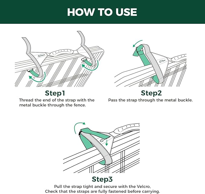 FXW Easy-Carry Straps, Fit 8-Panel of All Heights Dog Playpen, Designed for RV Trips, Green│Patent Pending