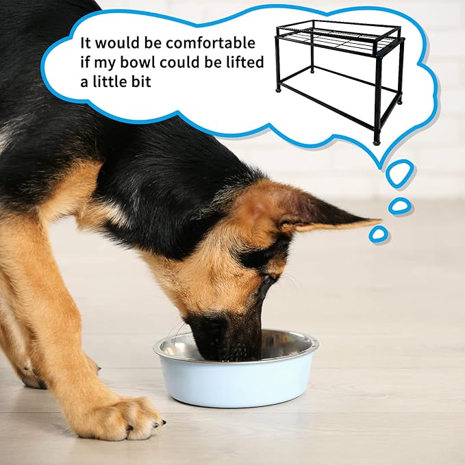Lifted Dog/Cat Bowl Stand, Raised Dog Bowl Holder for Existing Bowls, 4 Adjustable Heights for Puppy, Small, Medium and Large Size Dogs.