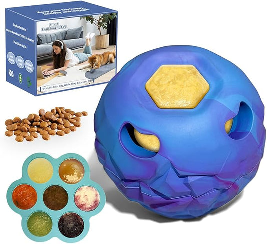 5-in-1 Dog Toy, Frozen Dog Treats to Keep Dogs Busy, Interactive Treat Dispensing Dog Toy Puzzle, Interactive Chew Toys for Puppy Small Medium Dog, Power Chewer, Durable Rubber-Easy to Clean (small)