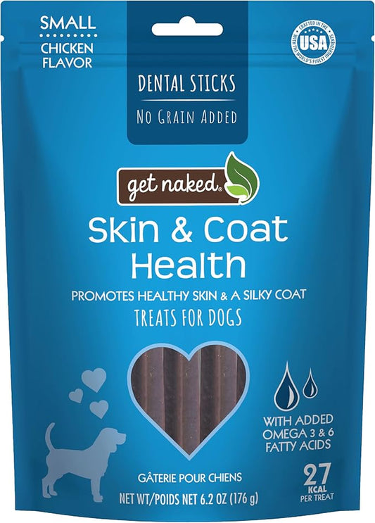 Get Naked Grain Free 1 Pouch 6.2 Oz Skin & Coat Dental Chew Sticks, Small