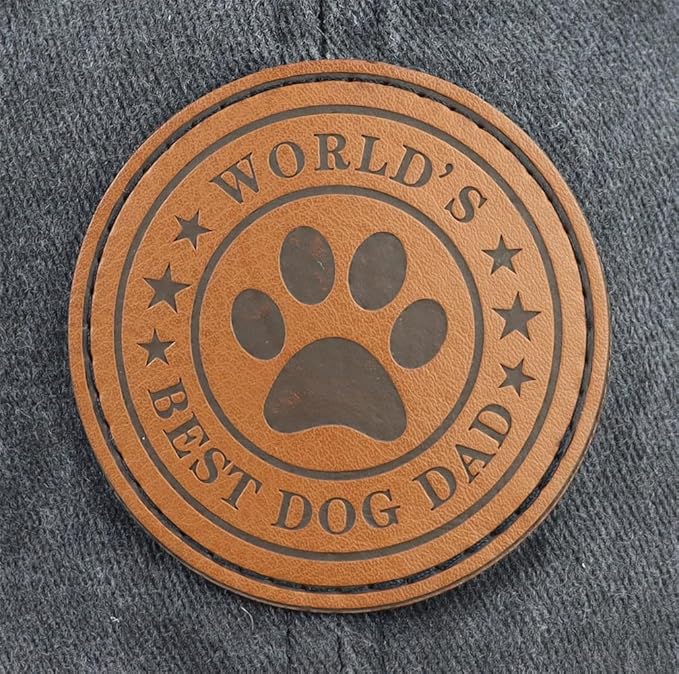 World's Best Dog Dad Hats for Men, Funny Adjustable Embroidered Leather Patch Papa Baseball Cap