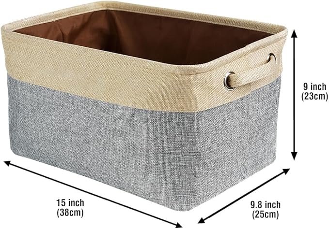 Custom Dog Basket for Toys Collapsible Storage Bin Grey Brow Pink Purple Blue Rectangular Pet Storage Organizer Box with Handles Medium Customized Name