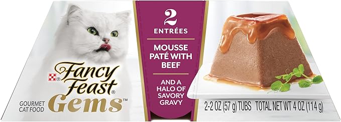 Fancy Feast Gems Pate Cat Food Mousse with Beef and a Halo of Savory Gravy Cat Food - (Pack of 8) 4 oz. Boxes
