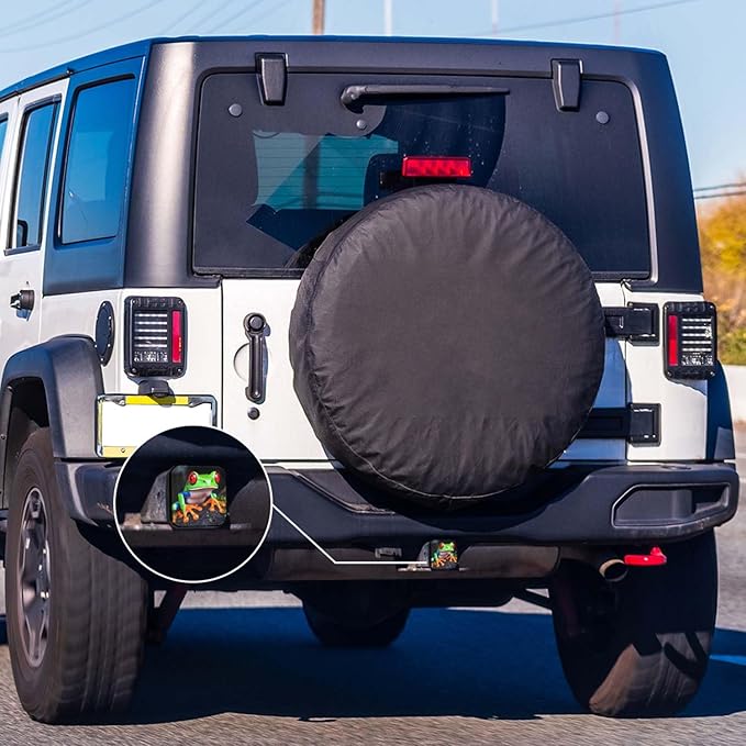 Swono 2 Inch Trailer Hitch Cover Tree Frog, Animal Red Eye Tree Frog Tree Branch Lightweight Hitch Covers Protector Car Exterior Accessories Towing Hitch Tube Cover Plug Cap