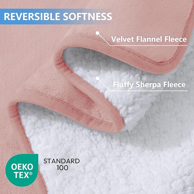 Smiry Waterproof Dog Bed Blanket, Leakproof Pet Throw Blanket for Bed Couch Sofa, Reversible Sherpa Fleece Furniture Protector Cover for Small Medium Large Dogs Cats (Dusty Pink, 40x57 inches)