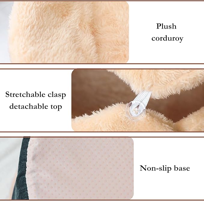 Cat Cave Bed – Plush, Warm & Calming Hideaway with Detachable Lid & Mat, Covered House for Indoor Kitten & Kitty (Redwhite)