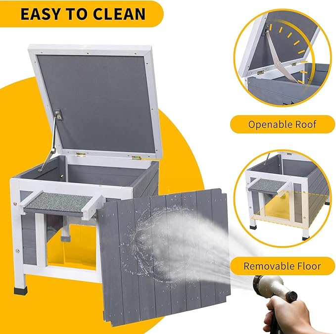 Insulated Outdoor Cat House - All-Weather Proof Shelter with Thermal Layer, Elevated Floor & Asphalt Roof for Winter, Weatherproof & Warm Shelter for Cats