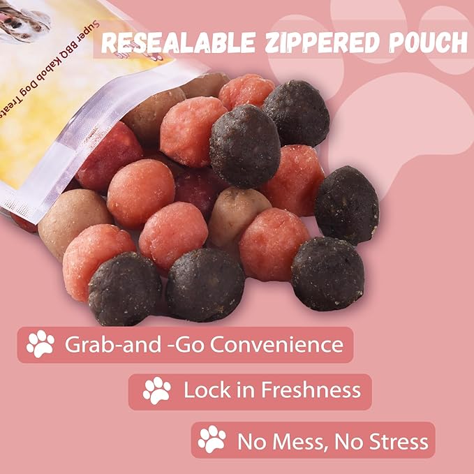 6-in-1 Kabobs Dog Treats, Multi-Flavor Jerky Treats Made with Chicken, Duck, Salmon, Beef, and Rabbit on Rawhide Sticks, Healthy Long Lasting Dog Chews for Small Medium Large Dogs, 10.6 oz