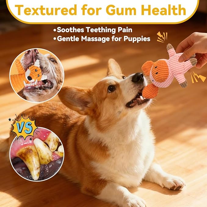 Squeaky Plush Dog Toys: 5 Pack Tough Stuffed Toys - Chew Teething Crinkle Boredom Relief for Puppy Small Medium Large Breed Dogs - Christmas Birthday Gift