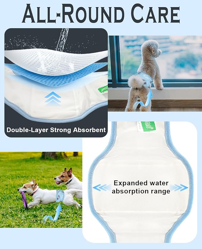 Dog Diapers Male, 3 Pack Washable Reusable Male Dog Belly Bands, Soft and Comfortable Leak Proof Doggie Wraps with High Absorbing for Untrained, Incontinence Small Medium Dogs, XL