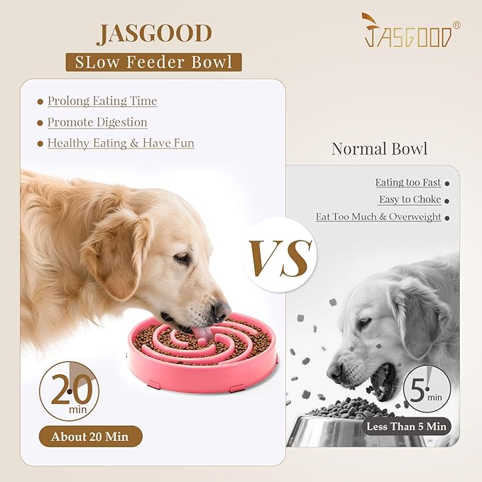 JASGOOD Slow Feeder Dogs Bowl for Large Medium Dogs,Anti-Gulping Pet Slower Food Feeding Bowls Stop Bloat,Preventing Choking Healthy Design Dogs Bowl