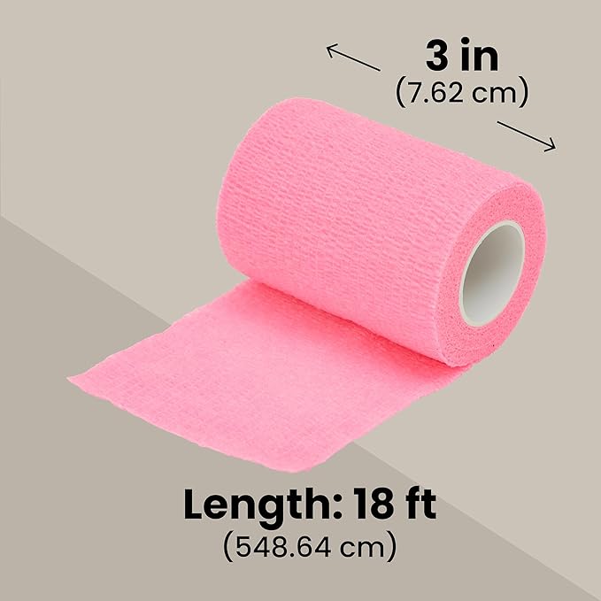 Juvale Self-Adherent Cohesive Bandage Wrap - Joint Support & Vet Wrap for Horses - Versatile First Aid & Pet Bandage - Athletic Compression & Stretch Tape - 3 in x 6 yd, Pack of 12, 6 Colors