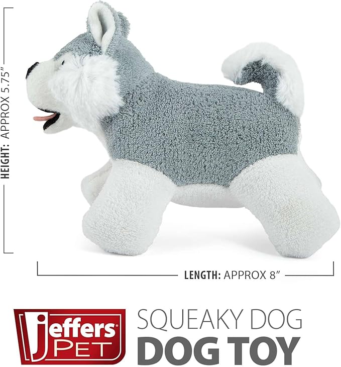 Jeffers Pet Animal Cuddlers Plush Dog Toy with Squeaker, 8" – Soft, Interactive Puppy Toy for Small & Medium Breeds, Indoor or Outdoor Play, Fetch, Snuggle, Great Gift for Christmas - Gray Husky