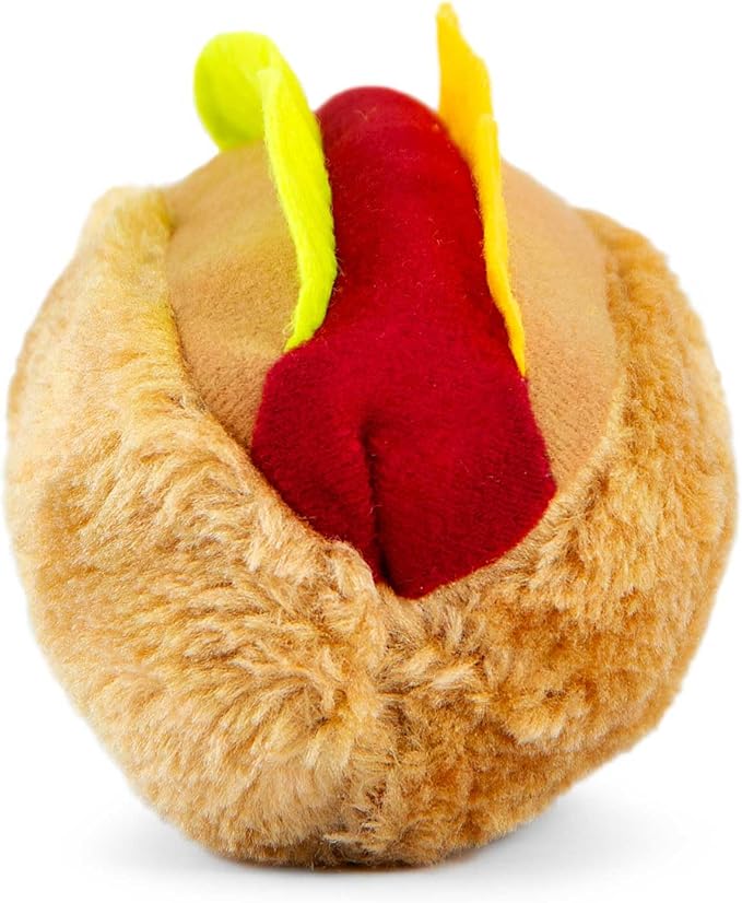Jeffers Pet Plush Dog Toy with Squeaker, Hotdog 5 1/2" - Soft Crinkle Fabric, Safe & Durable, Healthy Fun for Small & Medium Dogs, Interactive Play, Fetch, Tug - Best Gift for Active Games