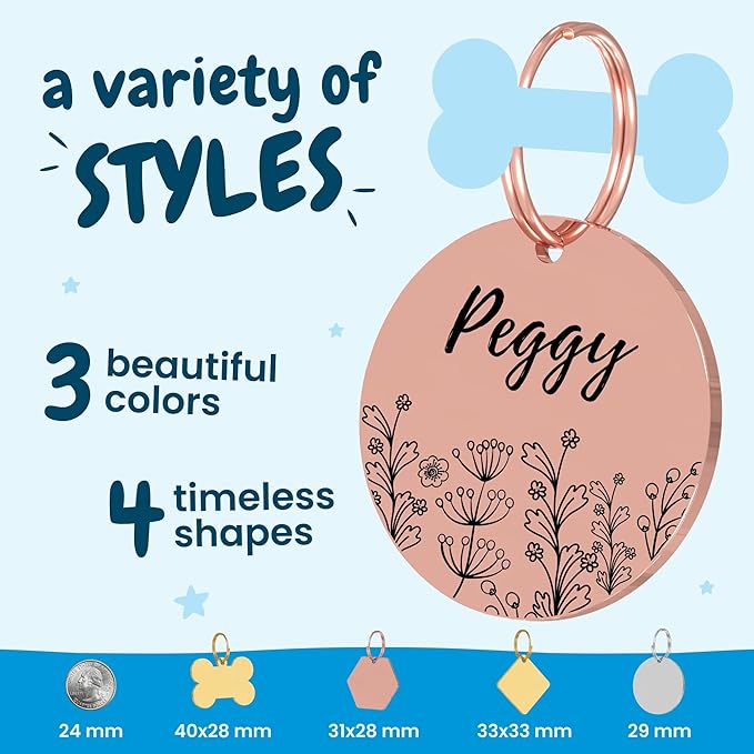 PawFurEver Dog Tags Personalized with Breed Design - Custom Dog Tags for Pets - Dog ID Tags Personalized for Pets - Stainless Steel Dog Collar Tag - Pet Name Tags for Dogs (Diamond, Silver)