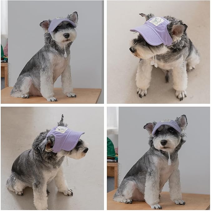 Pet Dog Baseball Cap, Cat Hat, Cat Dog Sun Cap with Ear Holes, Adjustable Puppy Outdoor Sun Hat (Purple, X-Large)