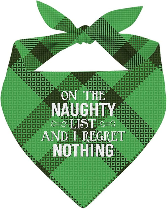 Dog Bandanas, Christmas Dog Bandanas, Green and Black Plaid Decor Dogs Bandana, Holiday Bandana for Small Medium Dogs, Pet Triangle Scarf