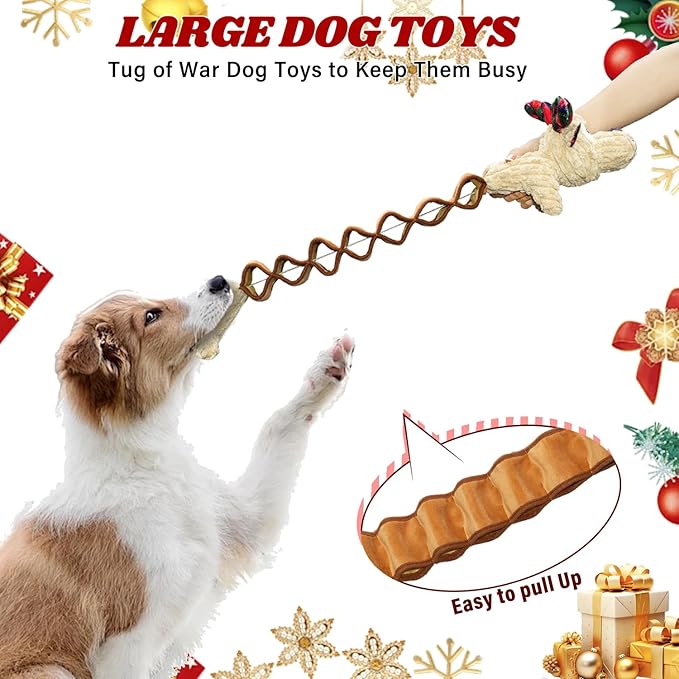 Dog Toys Deer Squeaky Interactive Puppy Teething Chew Toy with Crinkle Sound Paper Tail Stuffed PP Cotton,Keep Them Busy, Christmas Pet Gift Large Medium Small Breeds Indoor Play