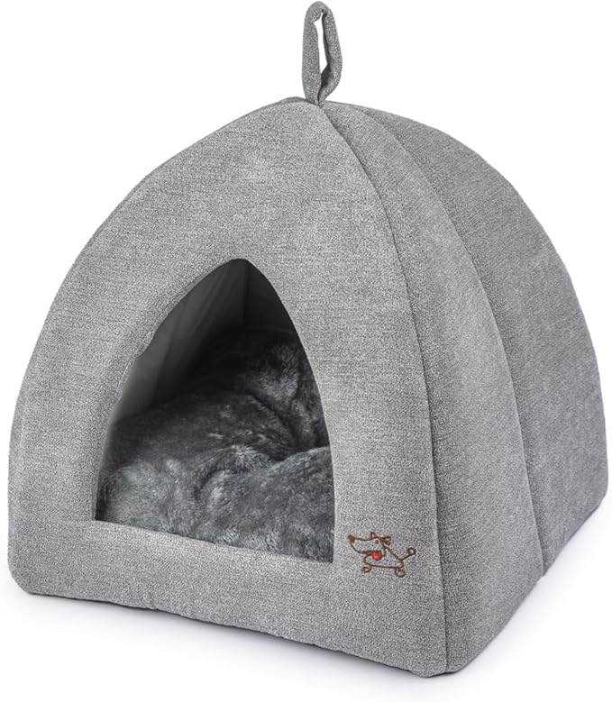 Best Pet Supplies Dog House Bed Crate Mat Tent Indoor Round Soft Plush for Small, Medium, and Large Breeds - Gray, 20 x 20 x H:22"