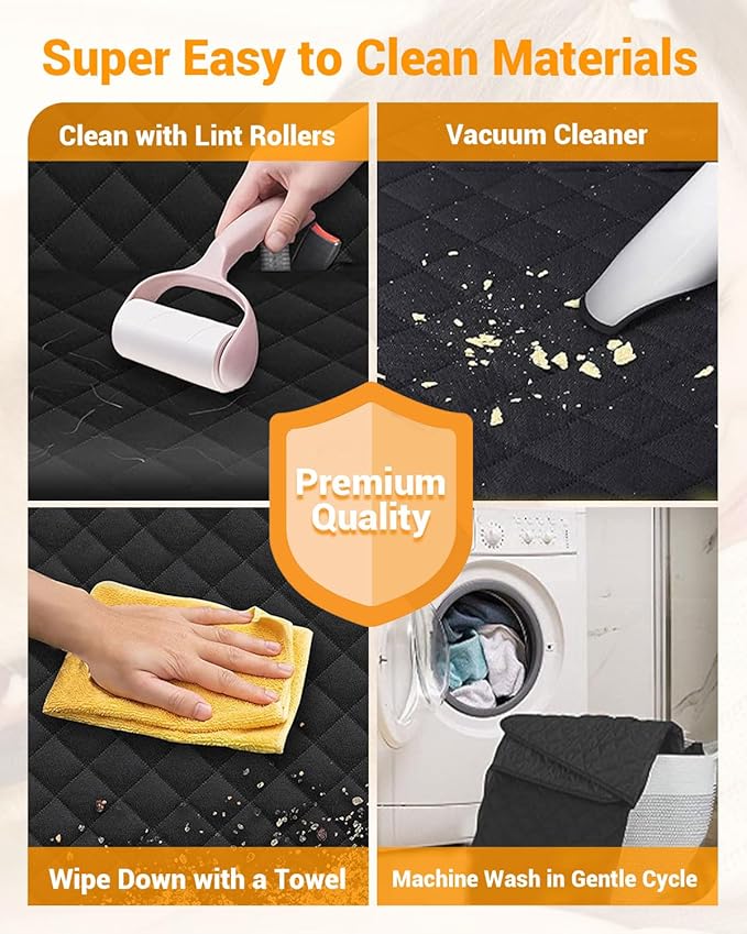 Dog Car Seat Cover, 600D Heavy Durable Dog Seat Cover for Back Seat, 100% Waterproof Scratch Proof Nonslip Dog Hammock for Car with Side Flap, Pet Back Seat Covers for Car with Seatbelt Black