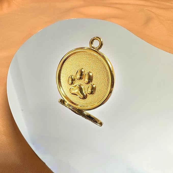 Dogs ID Tags Personalized Double Sided Deep Engraved Cat & Dog Collar Charm Round Shape Frosting Process Silver/Gold Plated (PAW-Gold)