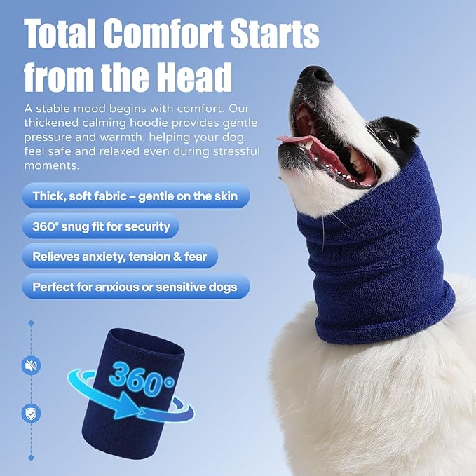 Dog & Cat Calming Band Cat Anxiety Relief Cover,Double Layer Thickened Pet Ears Elastic Neck Band Noise Cancelling Ear Muffs for Anxiety Relief/Noise Protection,Grooming,Thunder,Fireworks