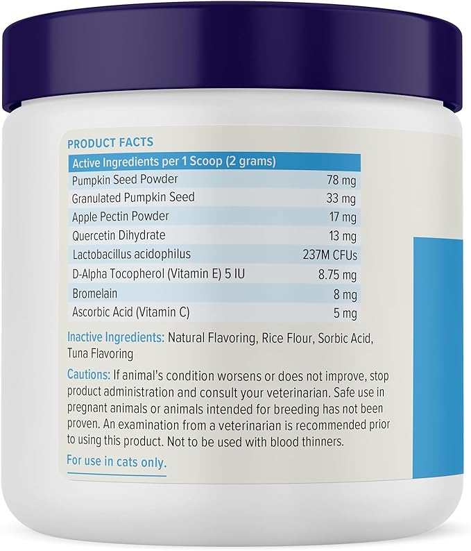 Vetnique Glandex Feline Anal Gland or Daily Probiotic Fiber Supplement Powder for Cats with Digestive Enzyme, Probiotics and Pumpkin, Vet Recommended for Healthy Bowels (4oz, Anal Gland Powder - Tuna)