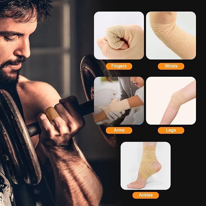 OK TAPE Self Adherent Cohesive Bandages Wrap - 12Packs, 2" x 5 Yards, Non-Woven Self Adhesive Bandage Wrap for Thumb, Finger, Wrist, Ankle, Vet Wrap Bandages Tape (Sapphire Blue)