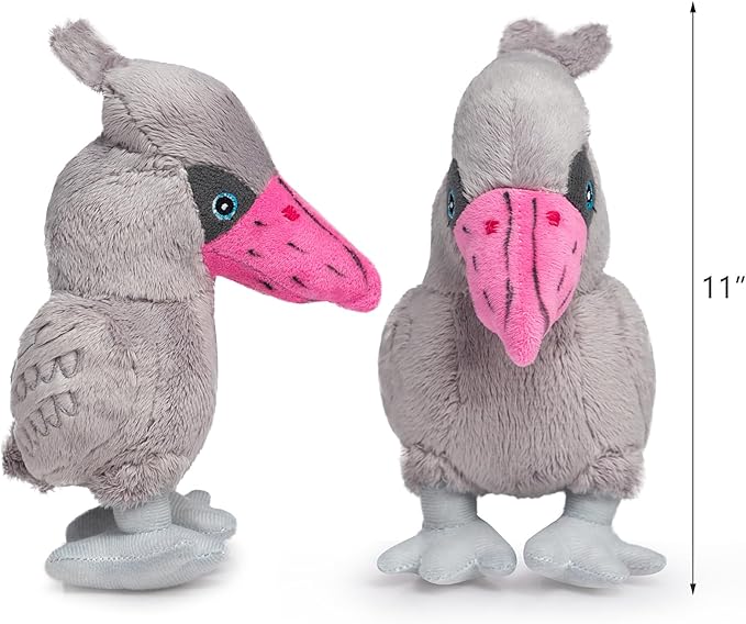 Hollypet Squeaky Plush Stuffed Durable Dog Toys, Cute Puppy Chew Toys for Small, Medium and Large Breed Dogs, Shoebill, Light Gray