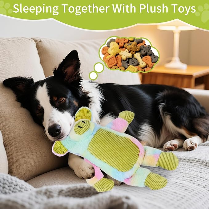 Dog Toys Plush, Squeaky Stuffed Dog Toy, Rainbow Pig Dog Toys for Small Medium Breeds, Soft Dog Plush Toy, Puppy Teething Dog Toy, Interactive Dogs Toy for Indoor Dogs(Green)