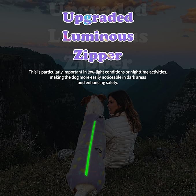 ROZKITCH Dog Fleece Coat, Pet Windproof Warm Cold Weather Jacket Vest with Luminous Zipper, Jumpsuit Apparel Outfit Clothes for Small Medium Large Dog Geometry L